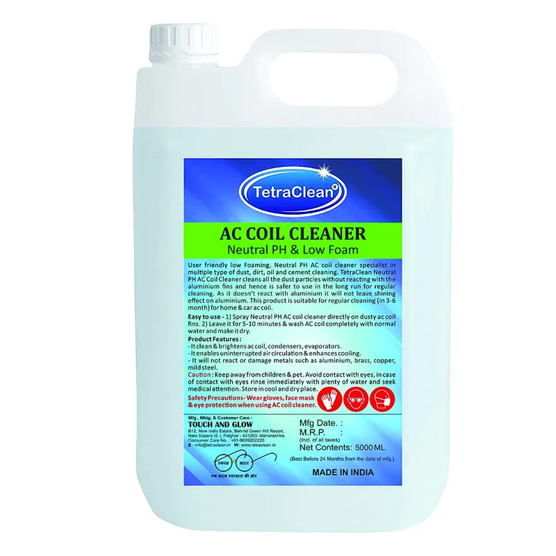 TetraClean 5L AC Coil Cleaner Neutral PH & Low Foam for Coils, Condensers, Evaporators